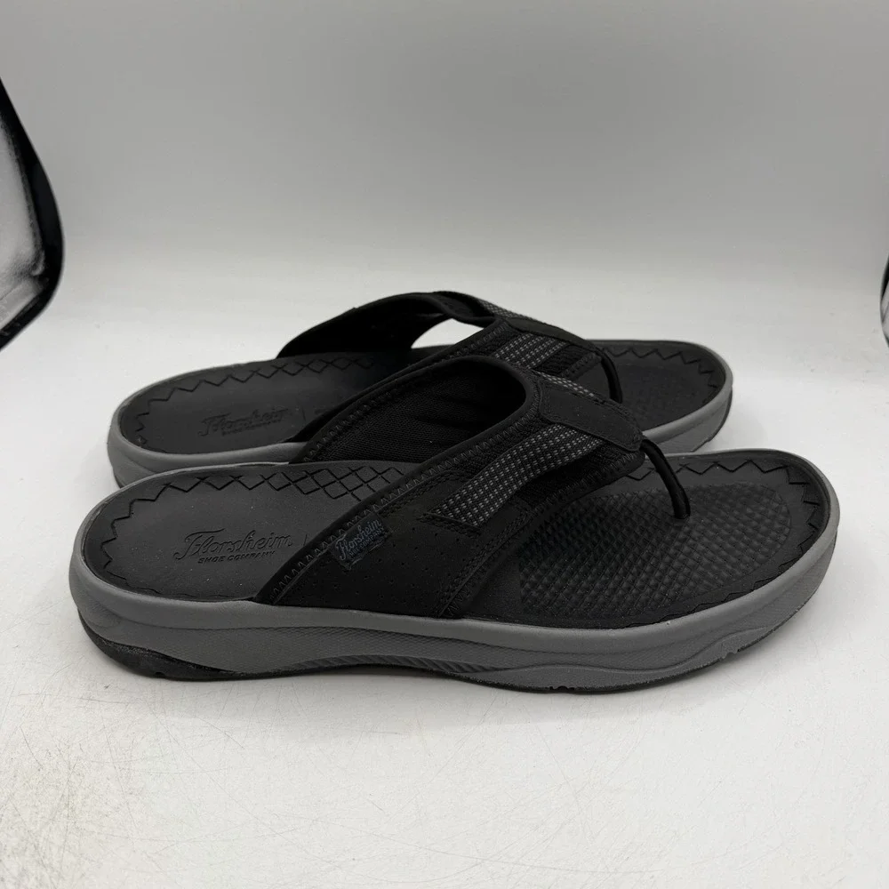 Florsheim Tread Lite Thong Sandals Mens Sz 13 M Black Grey Flip Flops 14363-001